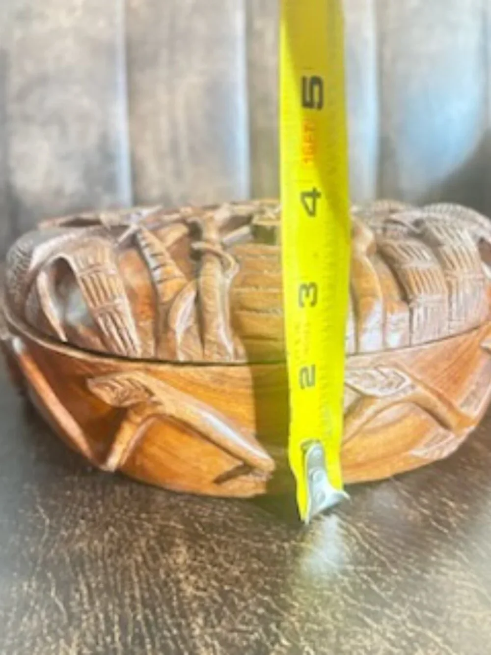 Vintage Hand Carved Folk Art Indonesian Balinese Wooden Snuff Box